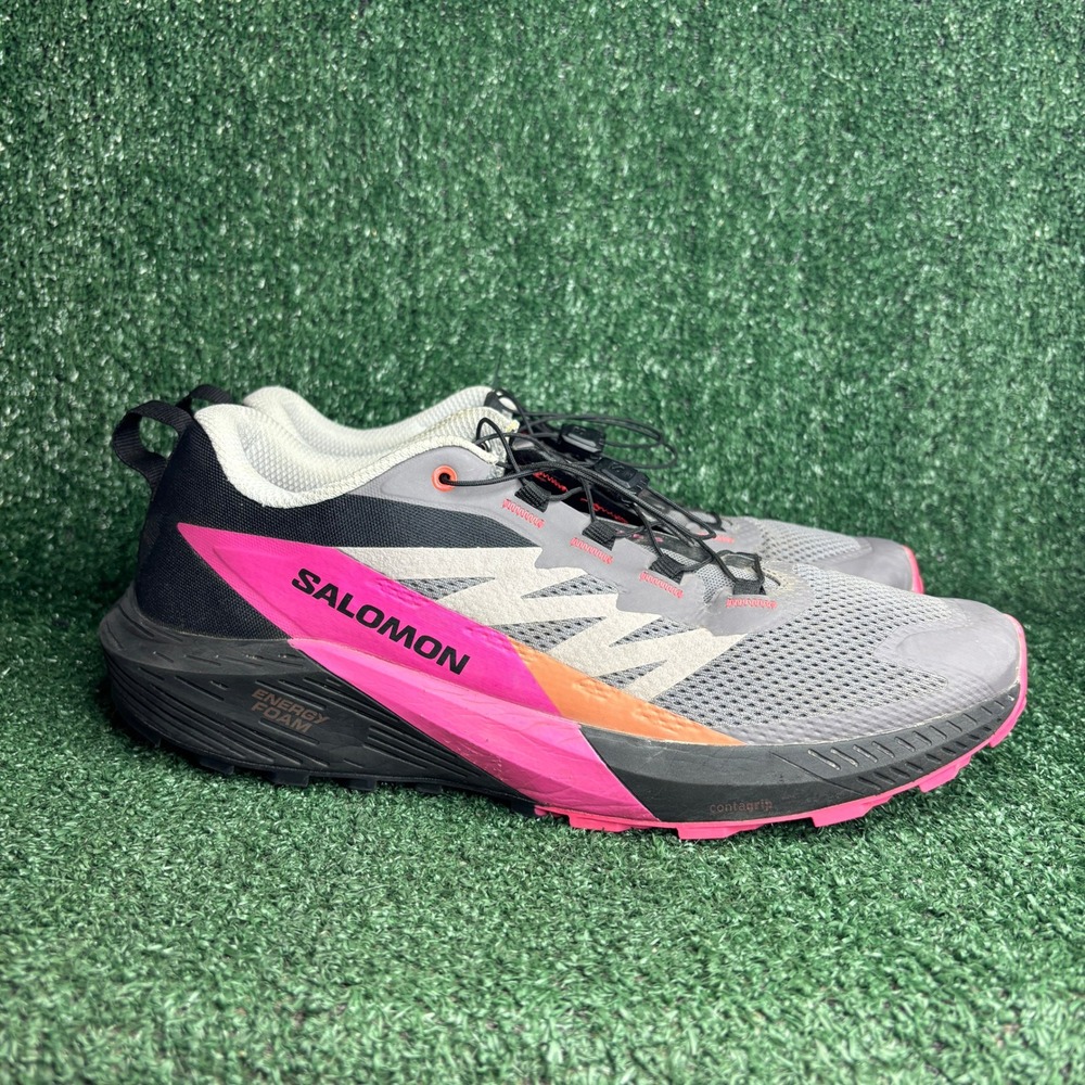 Salomon Sense Ride 5 Trail Running Athletic Sneaker Grey Pink Mens Size 12.5